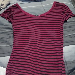 American Dream Burgundy and Black Striped Tee